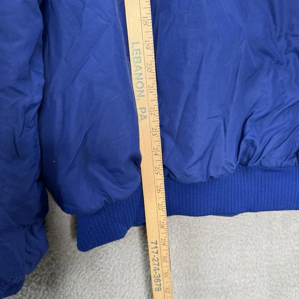 VTG Eddie Bauer Fleece Lined Bomber Jacket Mens Blue Outdoor Hike Coat L Tall LT